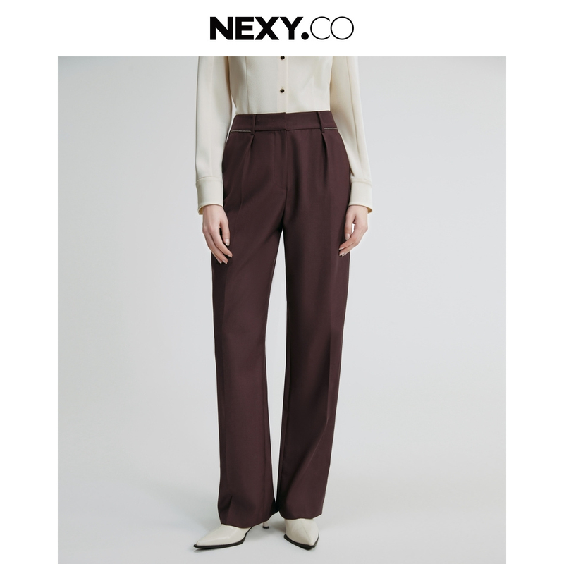 NEXY.CO/奈蔻气质时尚休闲收腰中长款通勤裤子XV02879U8
