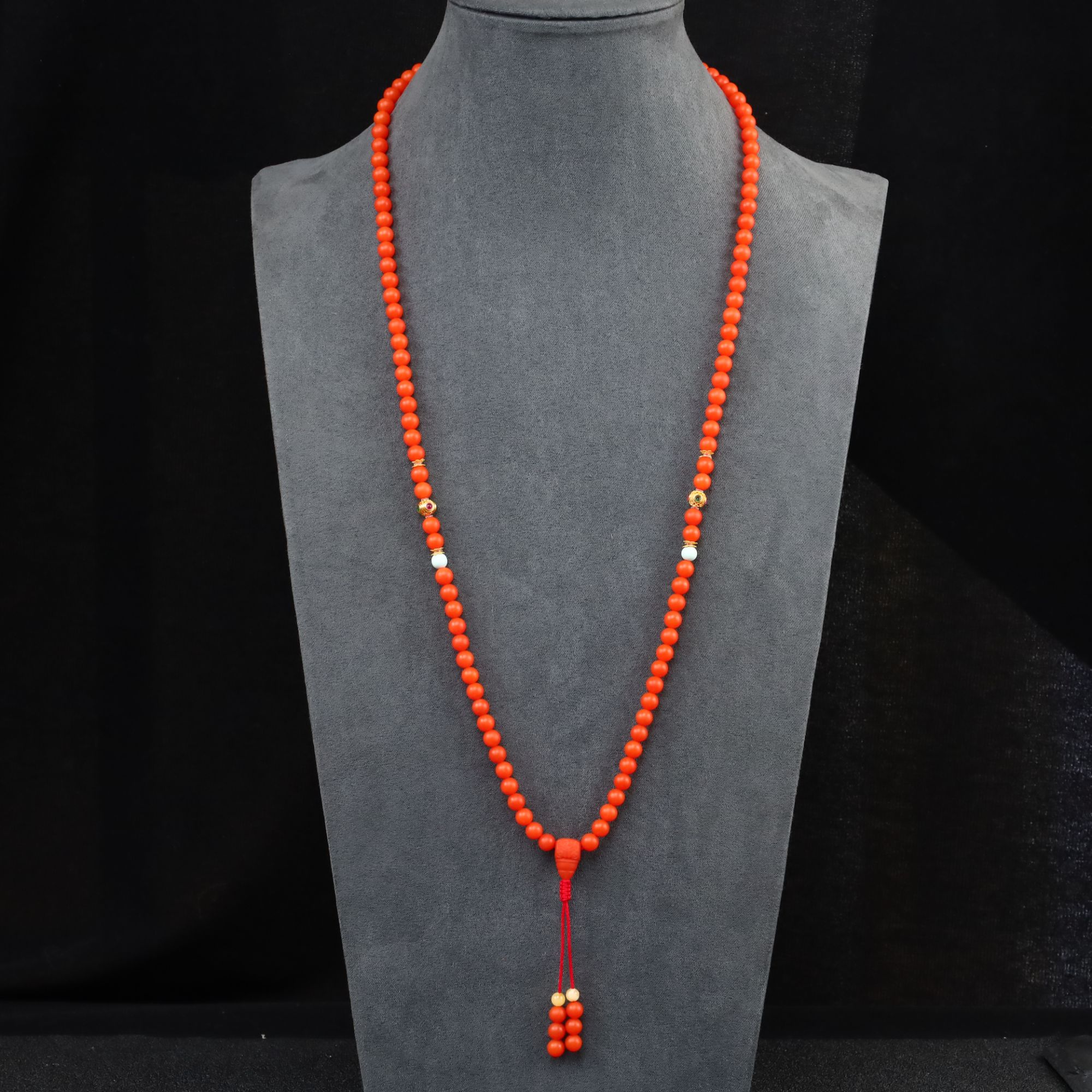 【南红108】心如珠宝 18K金南红圆珠108项链 CS9886554