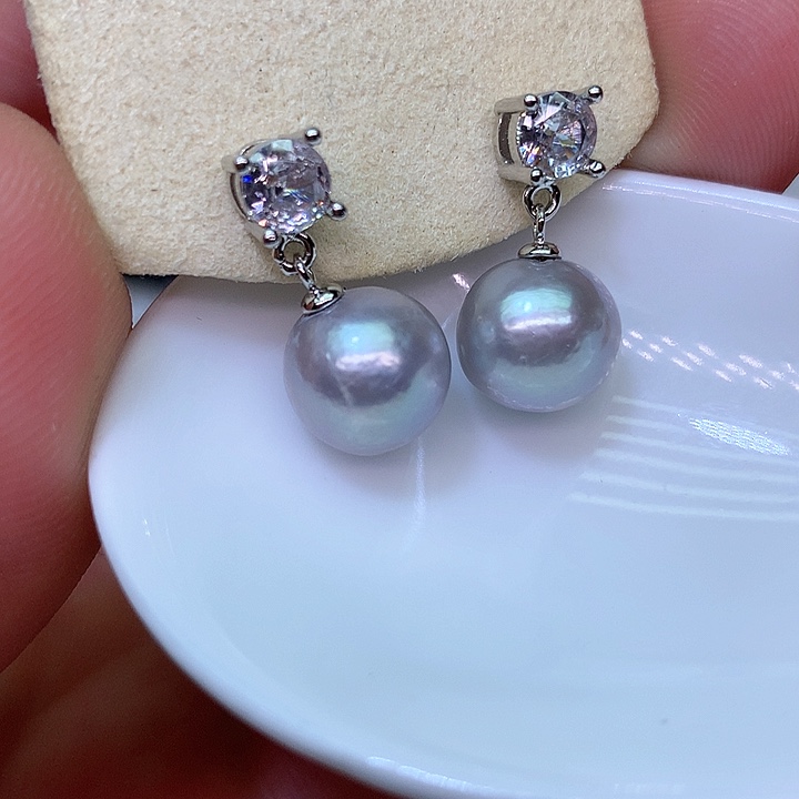 银S925镶嵌耳饰淡水珍珠