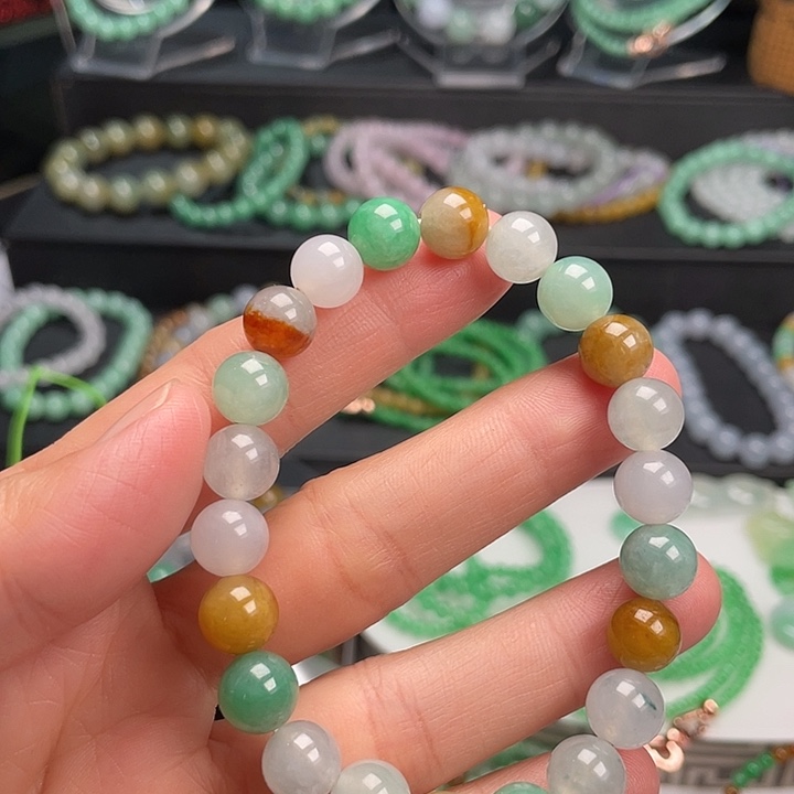 翡翠未镶嵌手链卡10多宝手串