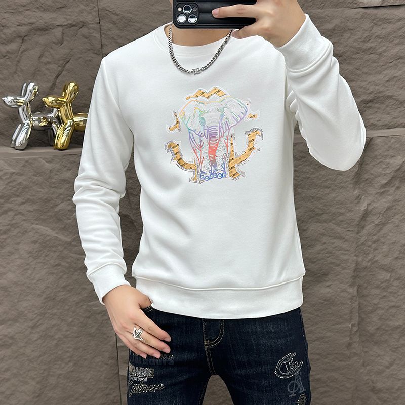 2秋冬长袖男保暖男士时尚休闲舒适弹力卫衣印花修身加绒