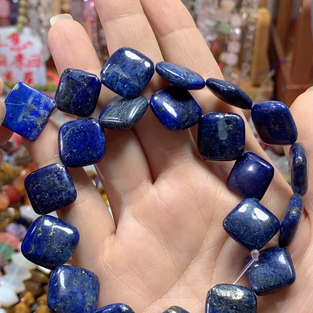 足银镀金镶嵌玛瑙/玉髓珠宝半成品天然青金斜方一条卡18mm