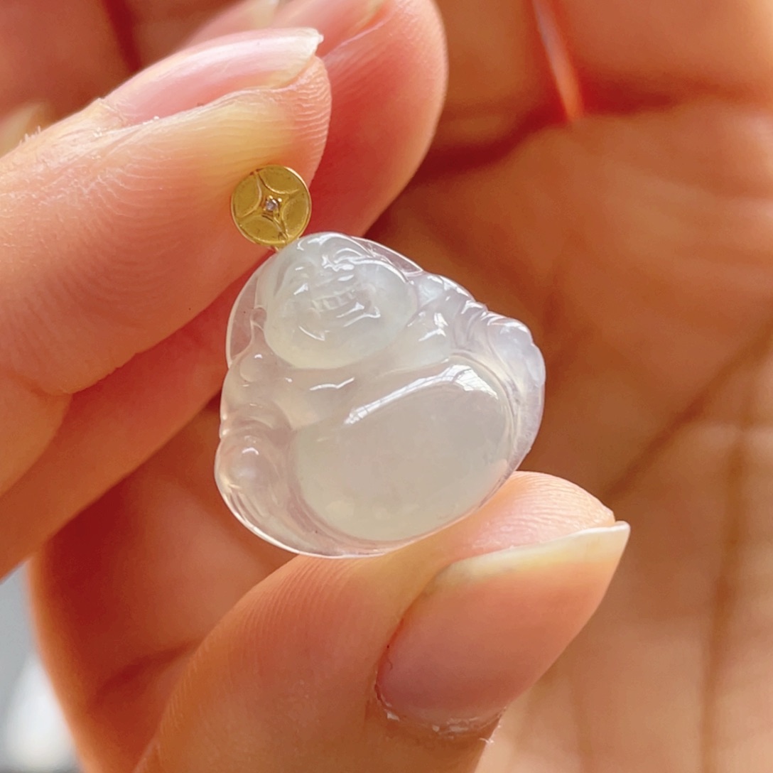 翡翠颈饰18K金镶嵌佛