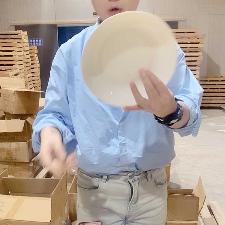 白瓷老白胎8寸深盘6个装