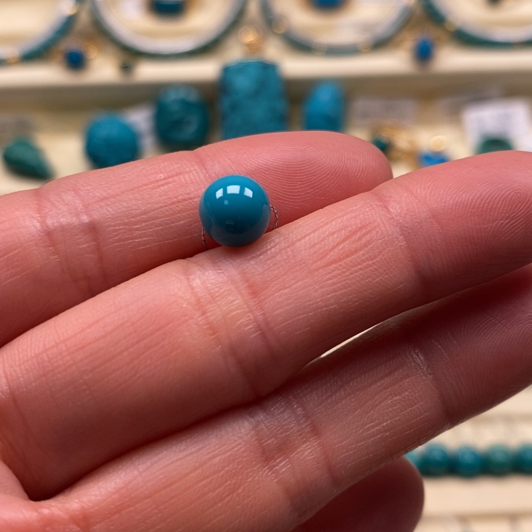 绿松石未镶嵌珠宝奇石直径7.5圆珠