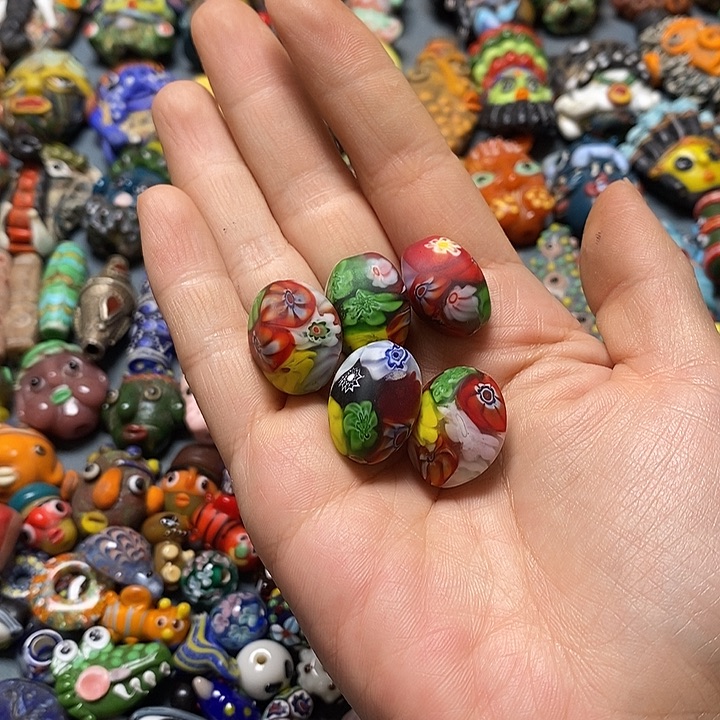 琉璃颈饰印度尼西亚花珠五颗