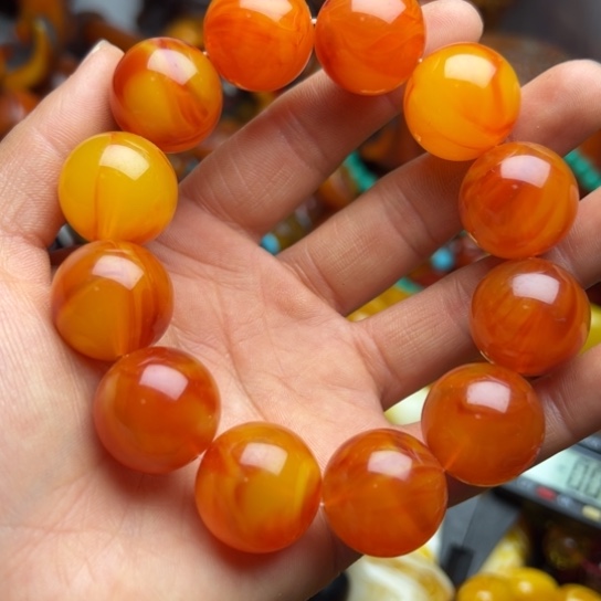 琥珀（花珀）手串未镶嵌蜜蜡