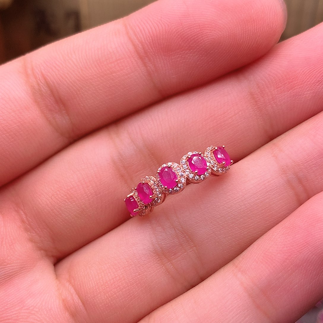 红宝石戒指银S925镶嵌