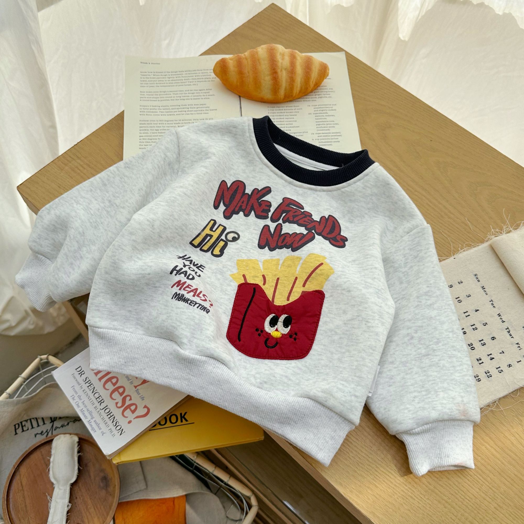 【现货】QY255379橘止皮25男童深秋一体奥利绒套头卫衣