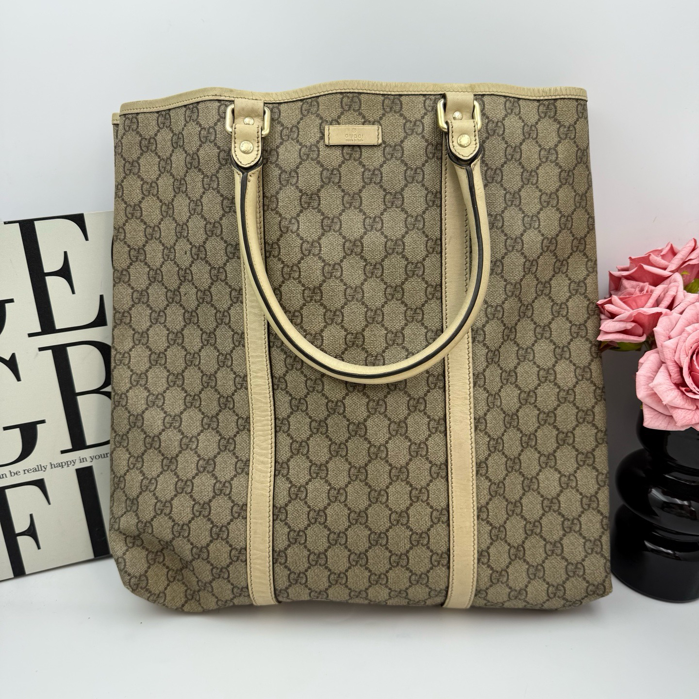 95新 GUCCI/古驰 古驰/Gucci xy 9127 老花琴谱托特包