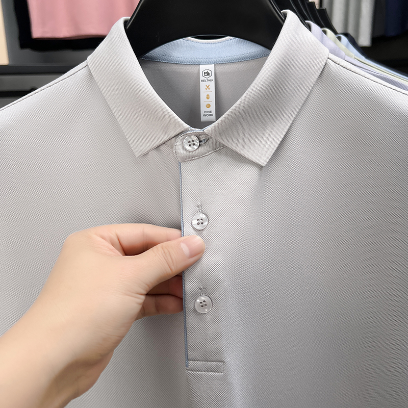 2025翻领短袖T恤男士夏季休闲商务时尚高档polo衫桑蚕丝透气上衣