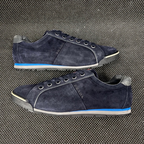 95新 Prada/普拉达 41码 27cm 普拉达 蓝色 红标 麂皮 板鞋