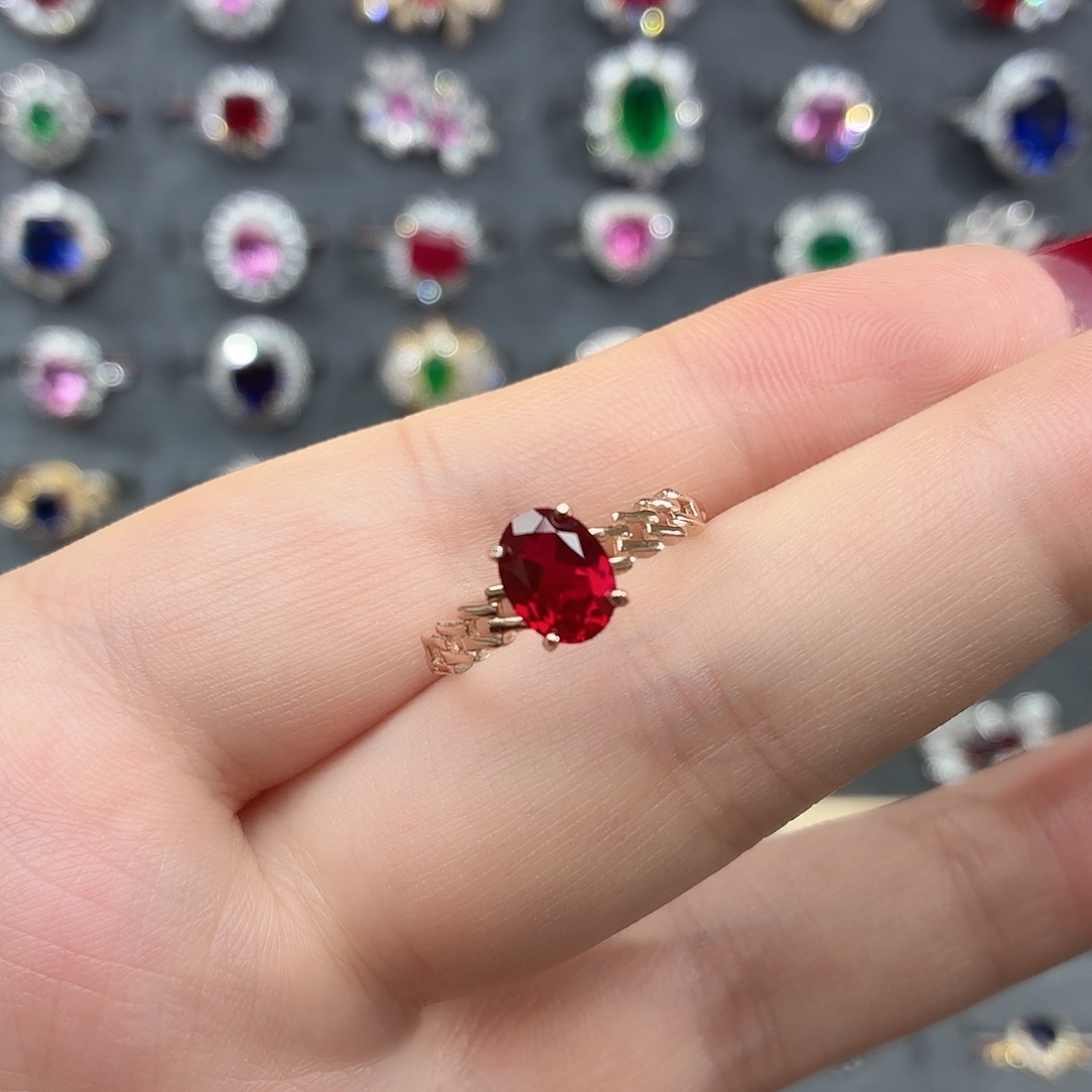 925银培育鸽血红色宝石