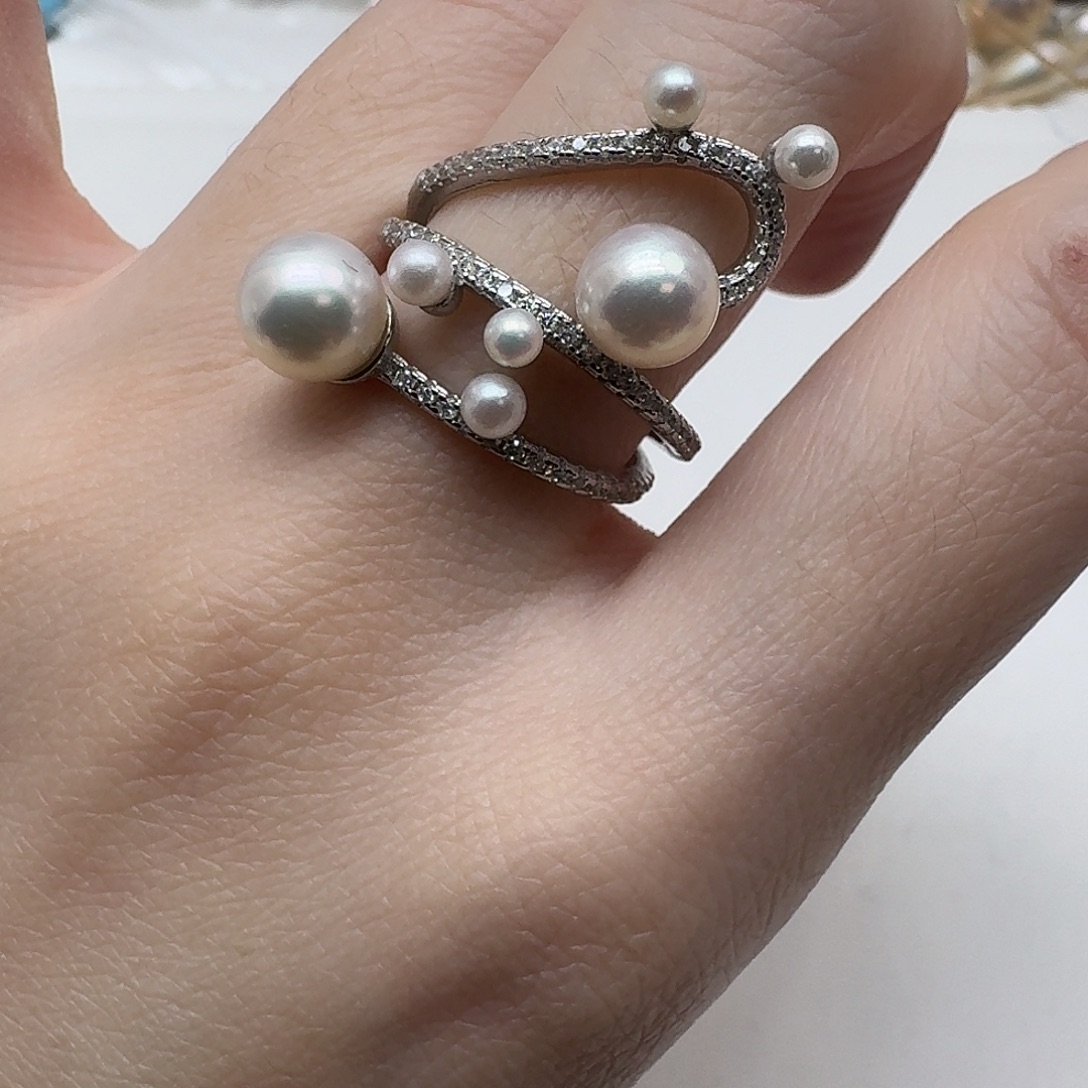 海水珍珠戒指银S925镶嵌