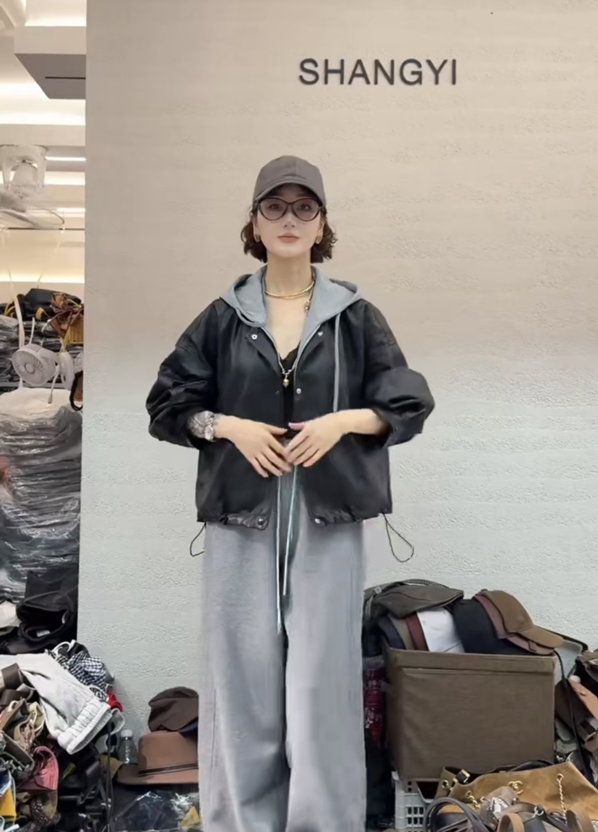 【HT家】连帽宽松型皮衣外套