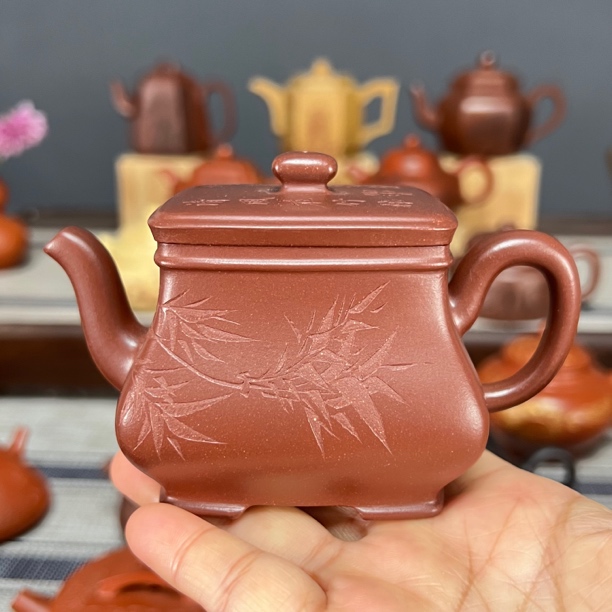 四方竹影150毫升原矿底槽清紫砂壶