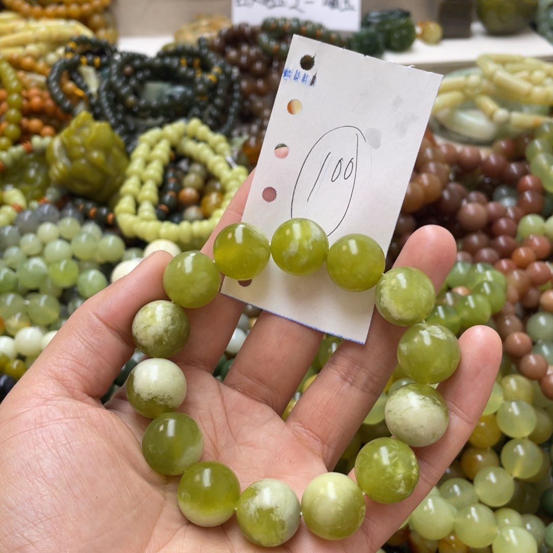 蛇纹石玉手链未镶嵌茉*@