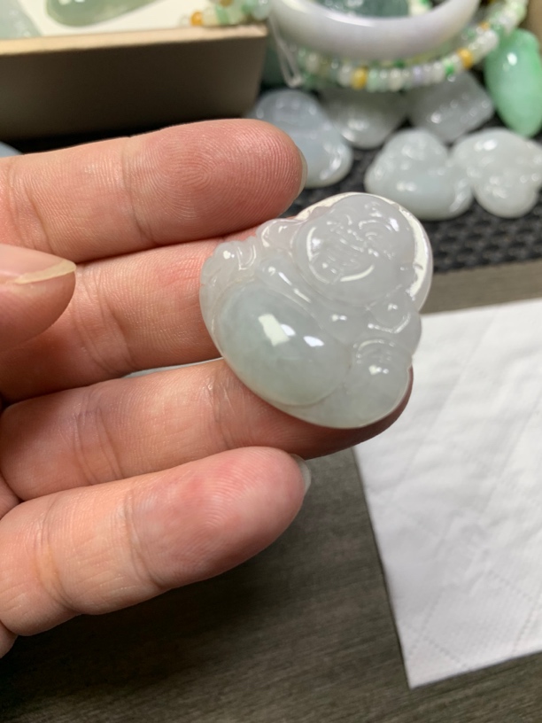 天然翡翠A货 糯化糯冰佛公 弥勒佛 大肚佛 翡翠佛 