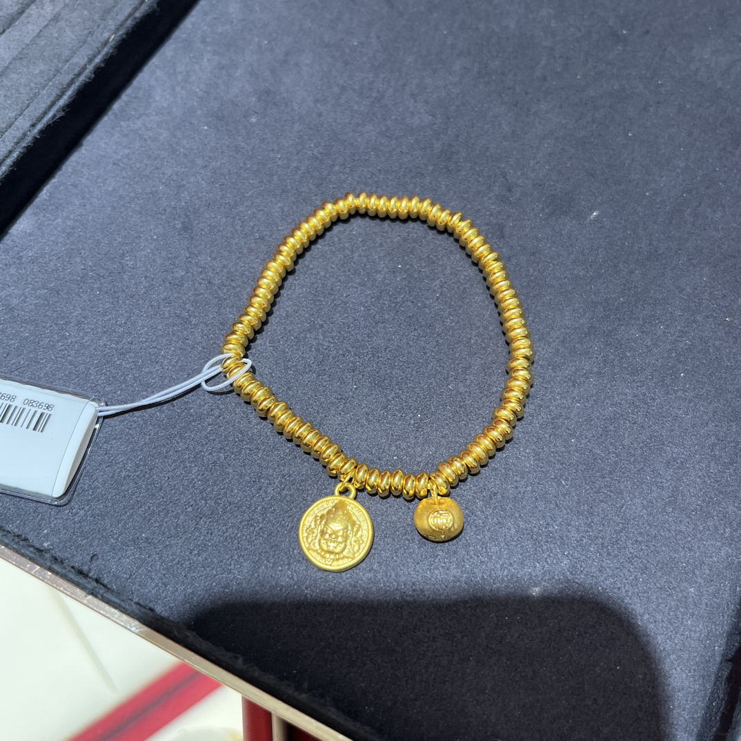足金999算盘胖福黄财神手串
