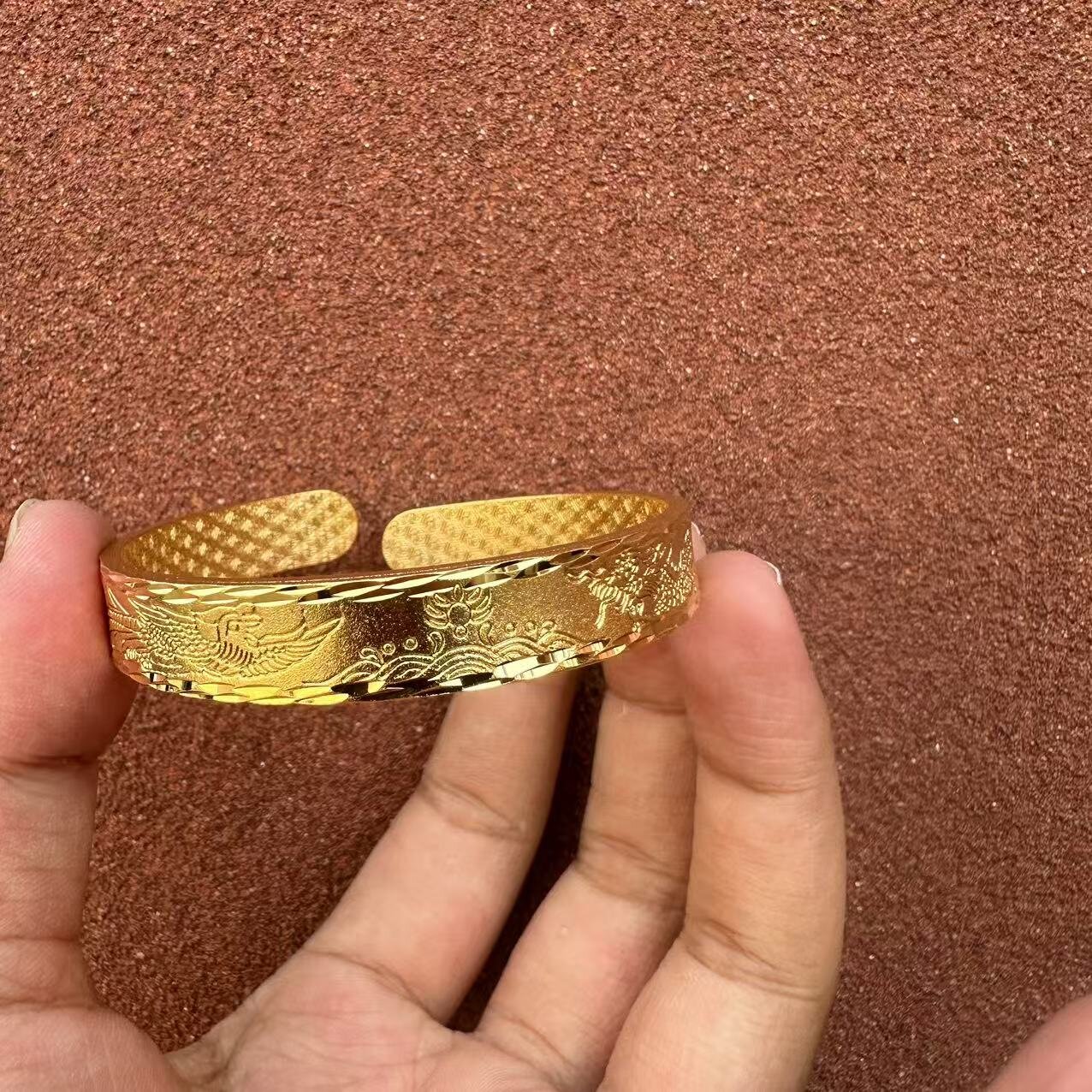 64-重工宽版龙凤手镯