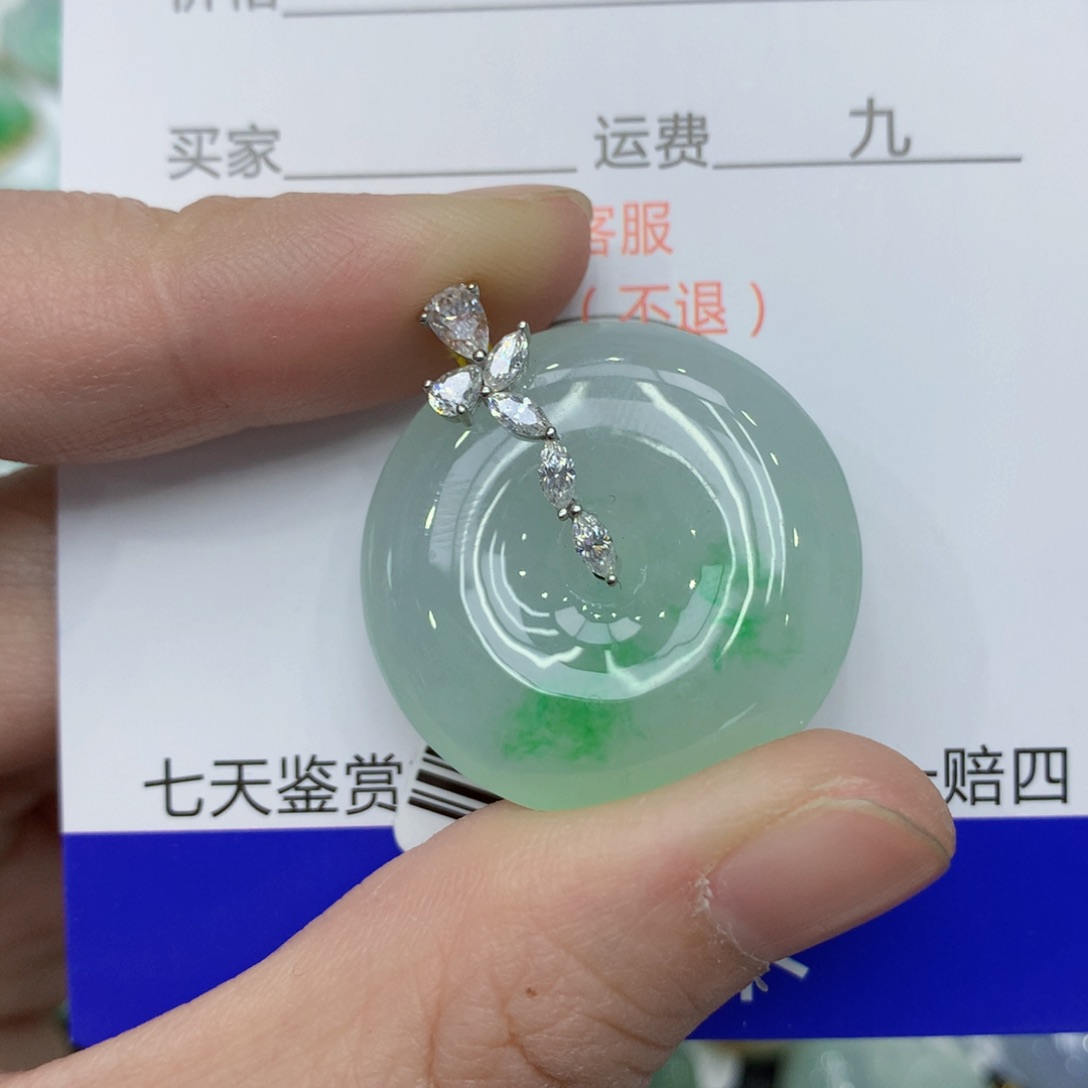 翡翠颈饰18K金镶嵌123455677899