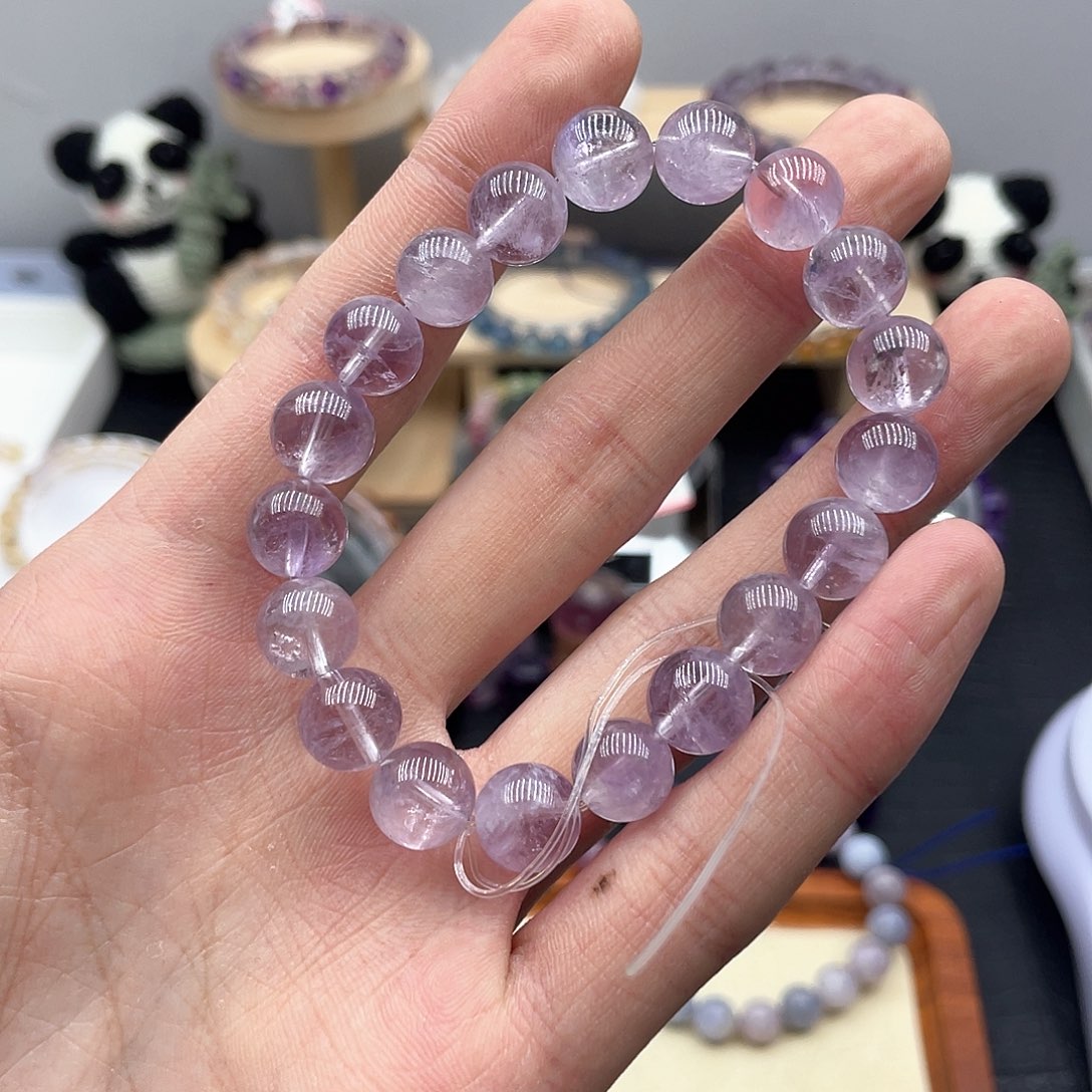 水晶手链未镶嵌透体紫兔毛