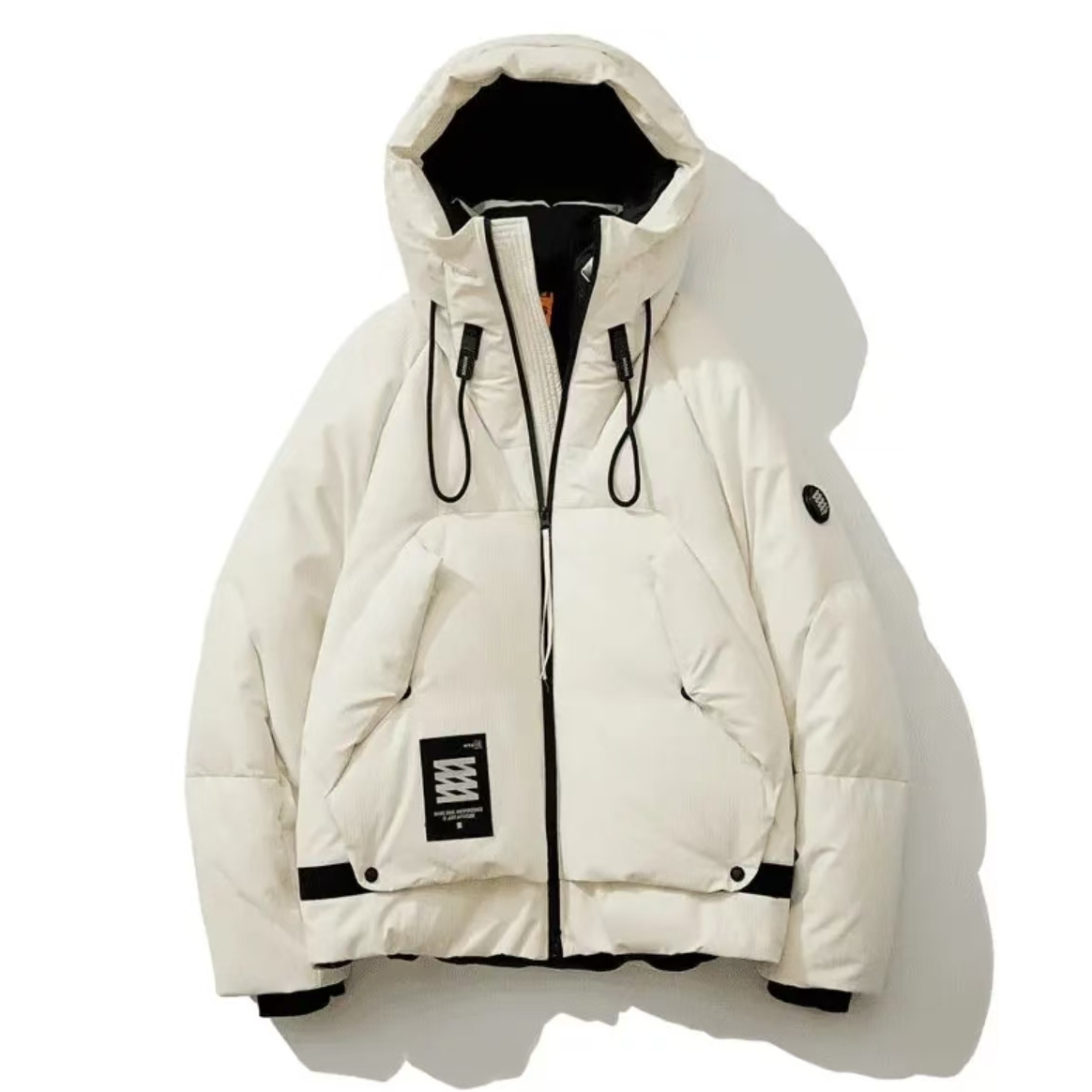 AA-66白G-【打雪仗】冬季休闲时尚保暖男连帽外套