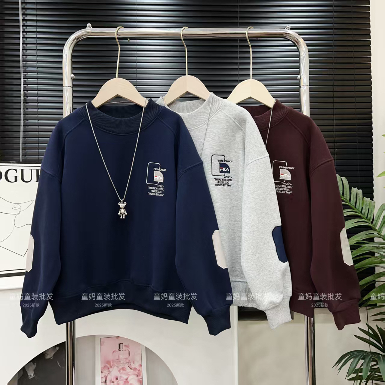 冬季男童韩版休闲运动加绒加厚保暖卫衣男女中大童秋冬套头卫衣