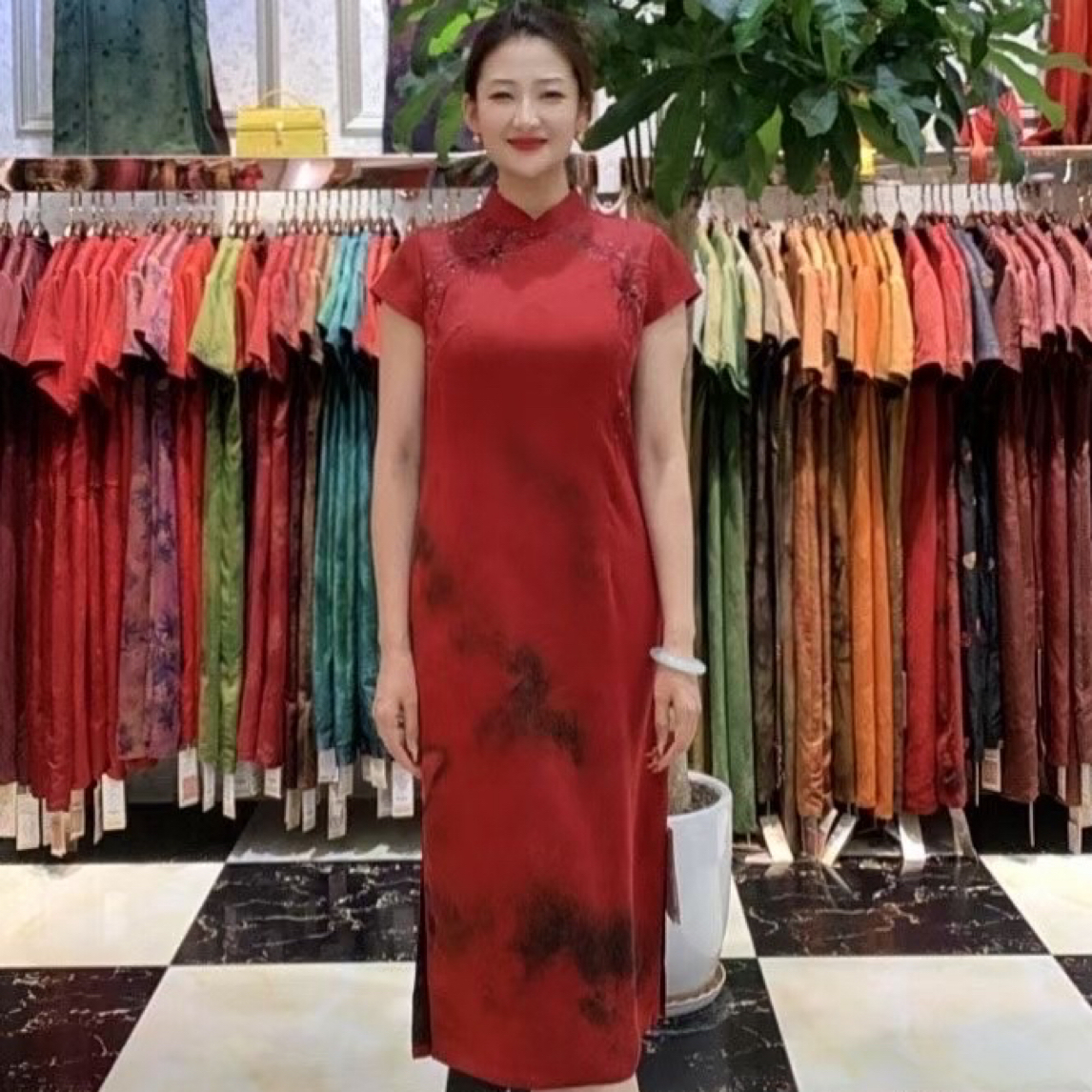 香云纱改良款旗袍裙
