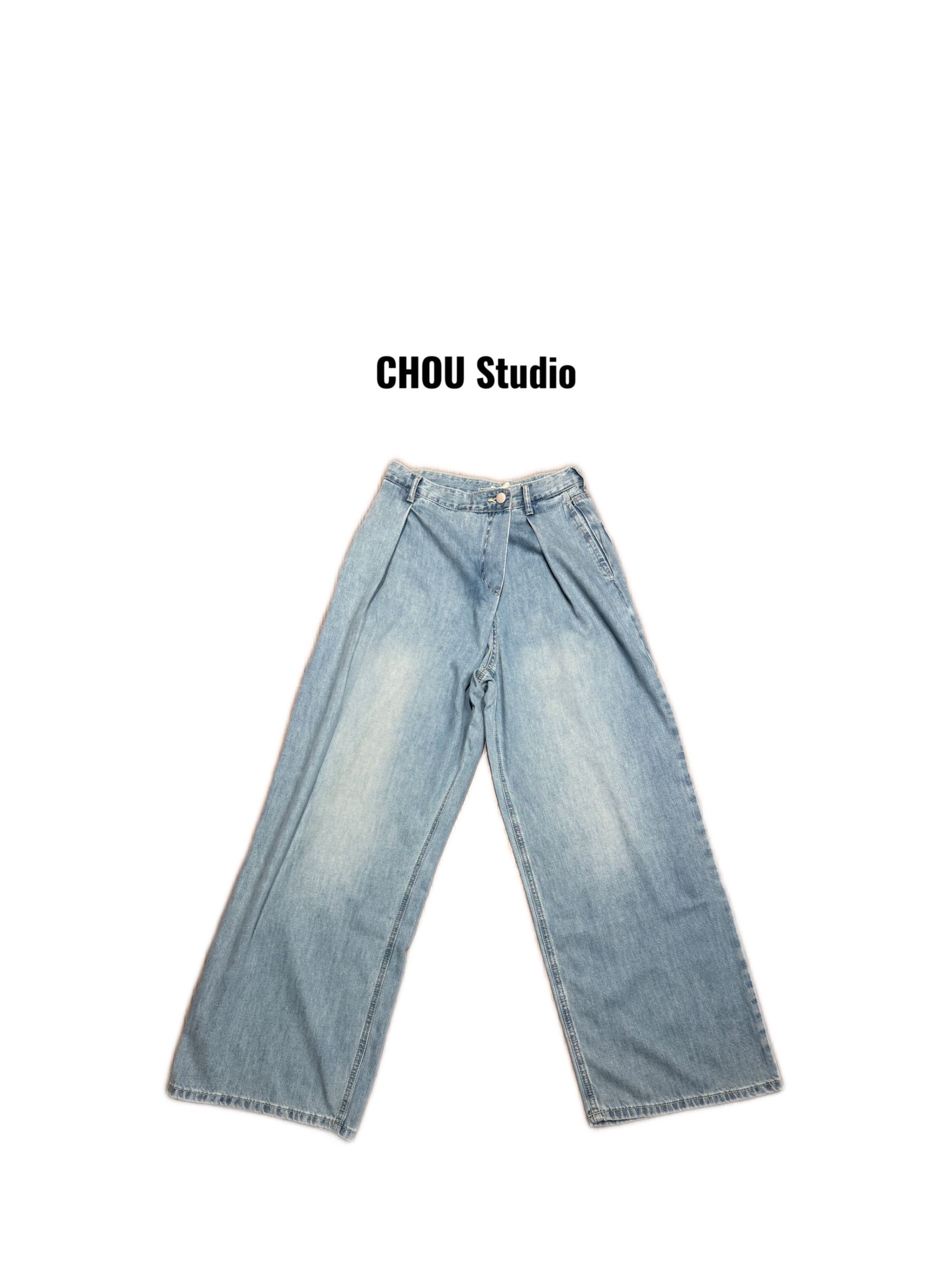 【CHOU CHOU】设计感斜裆软牛仔阔腿裤 NY5071722411