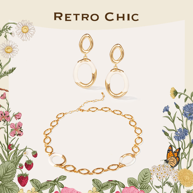 铜合金项链 RC RETRO CHIC 意大利复古时尚首饰 涟漪环形两件套