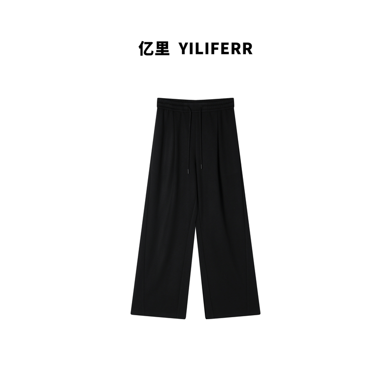 【YILI显瘦女装】百搭简约时尚黑色休闲长裤Y0627