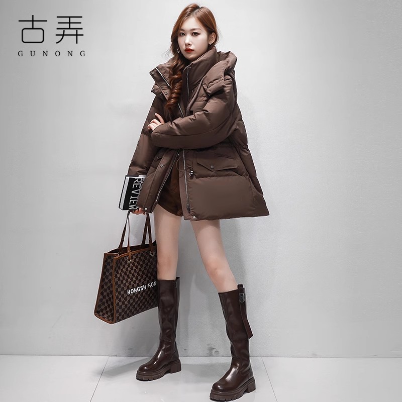 古弄原创设计羽绒服女中长款2024冬季新款小个子时尚洋气工装外套