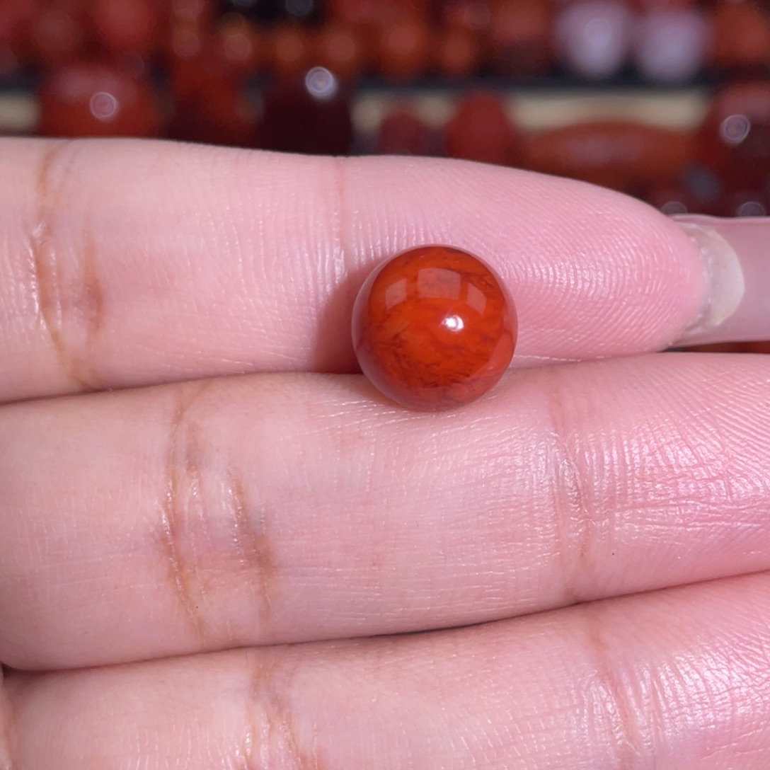 南红玛瑙未镶嵌瓦西火焰圆珠卡10.5