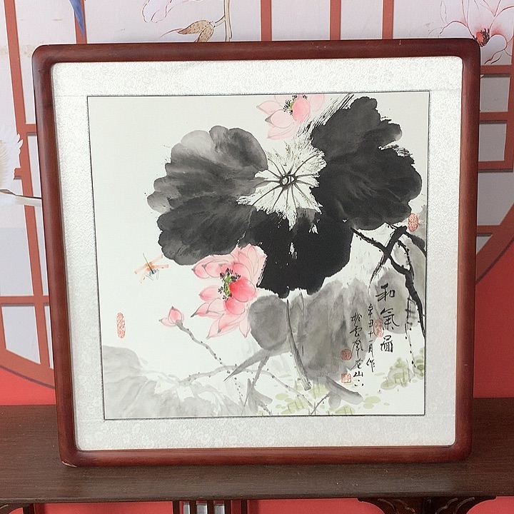 国画带框尺寸62✖️62手绘包邮