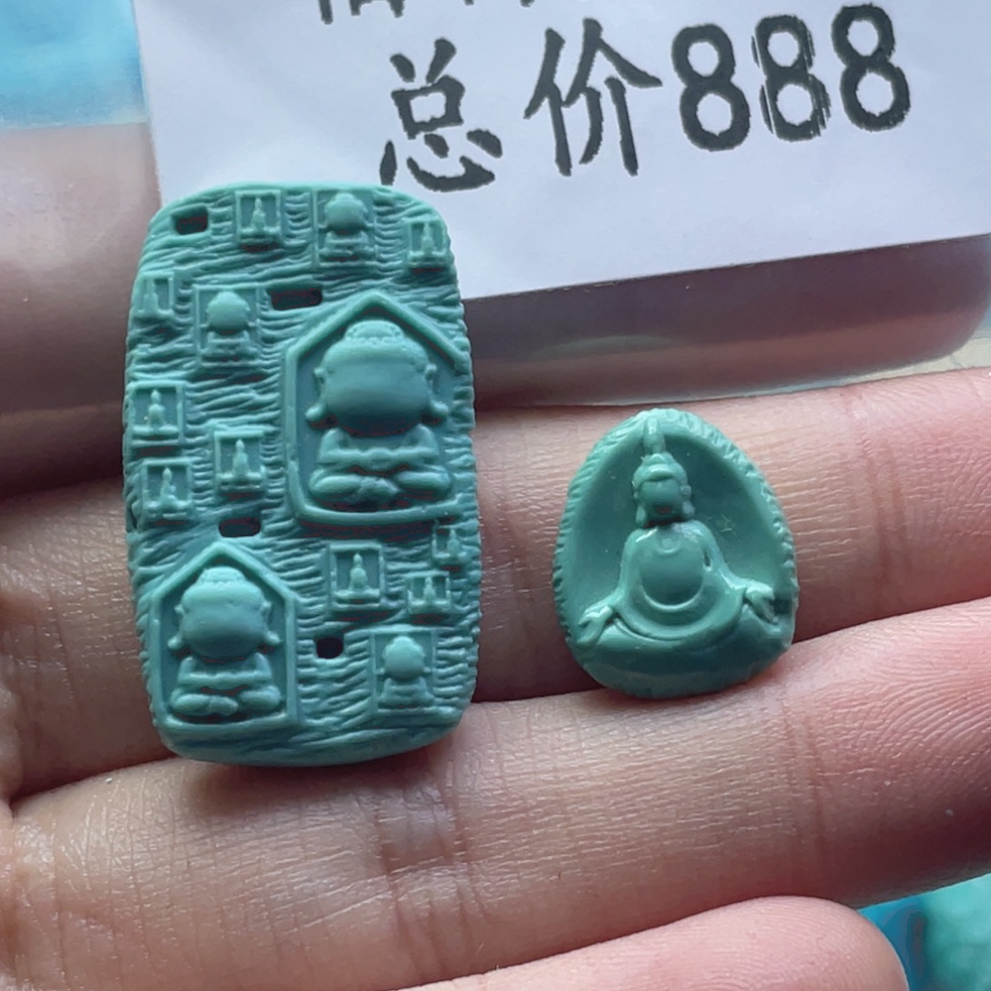 ****哥绿松石未镶嵌天然原矿绿松石雕刻件