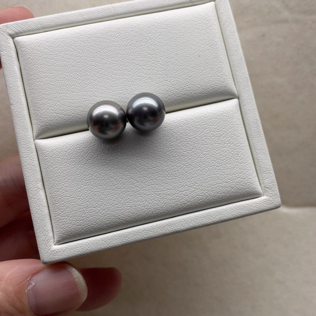海水珍珠耳饰18K金镶嵌10-11mm