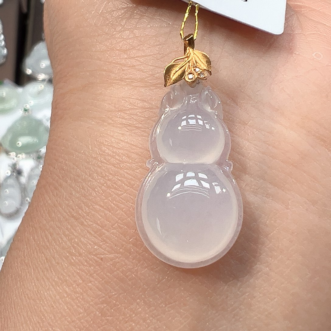 翡翠18K金镶嵌吊坠(不含链)1673