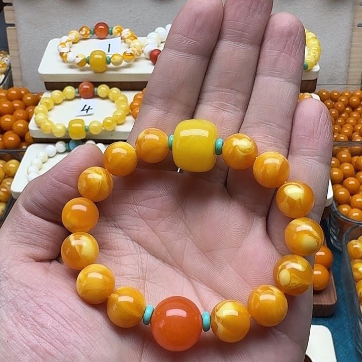 钱***满非金属精品老蜡色素串搭配一条