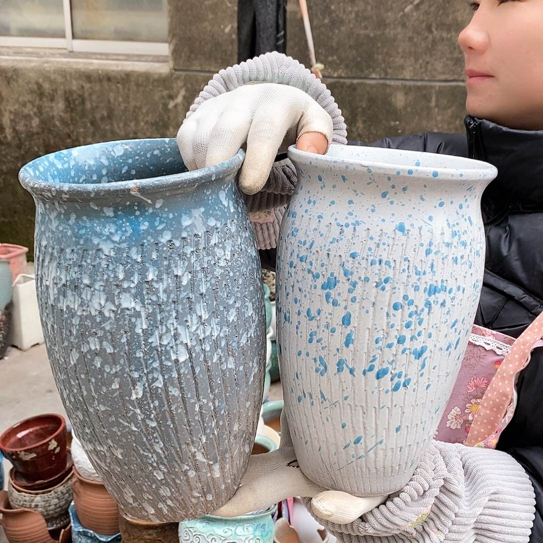 紫砂花盆瑕疵口15高25