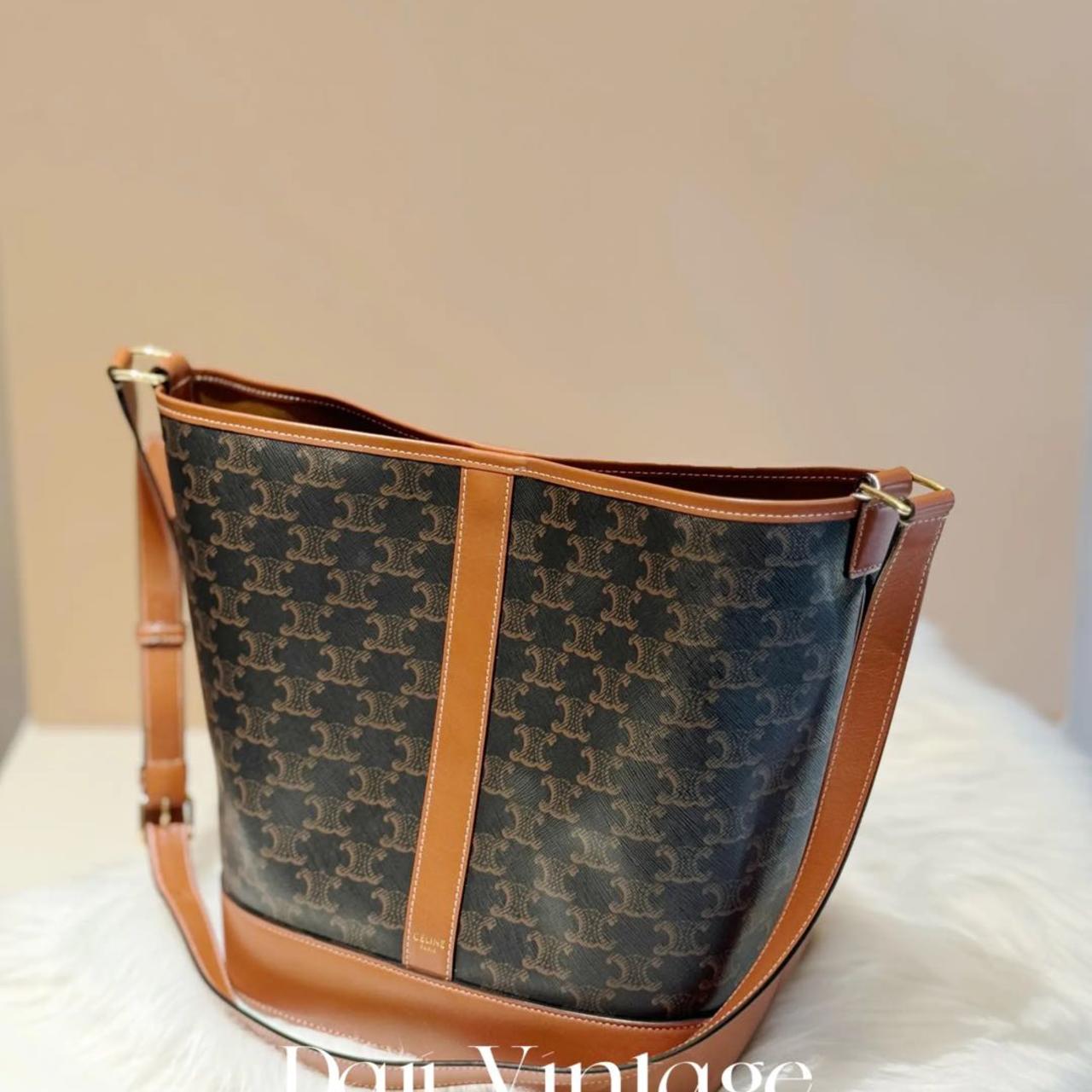 99新 Celine/思琳 大吉中古/Celine瑟琳棕老花中号水桶包