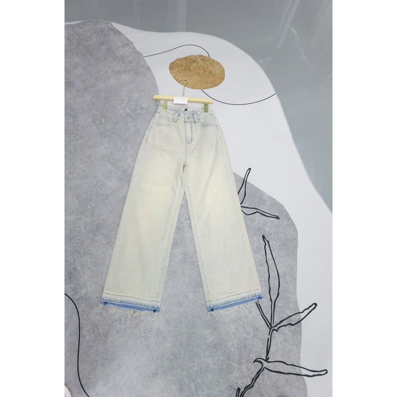 【SHY服饰】206308直筒无弹力牛仔裤高腰直筒裤休闲裤水洗