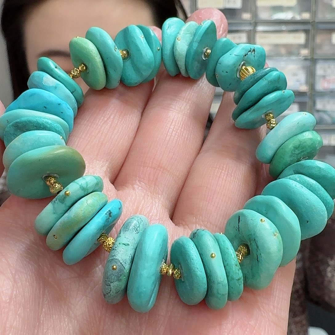 绿松石珠宝奇石18K金镶嵌