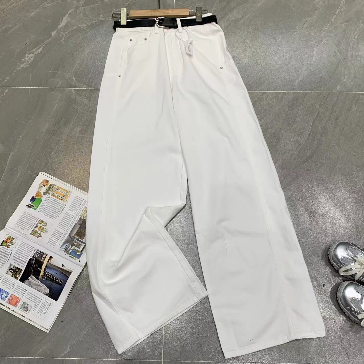 Z.X 复古水洗牛仔阔腿裤 （无腰带） 813（K2）