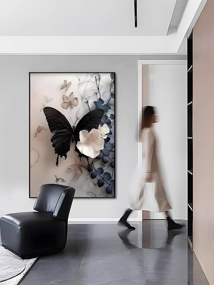 黑色沙发背景现代装饰画客厅抽象艺术轻奢卧室落地客厅背景墙挂画