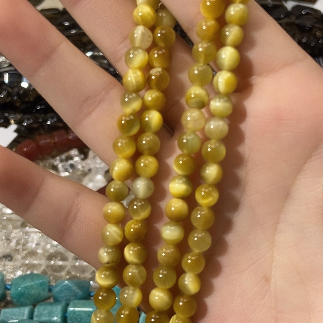 玛瑙/玉髓散珠金虎眼卡6