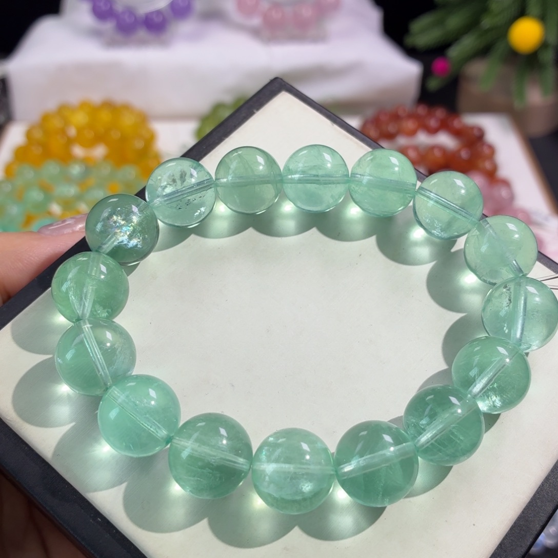 未镶嵌手串萤石薄荷曼波13+