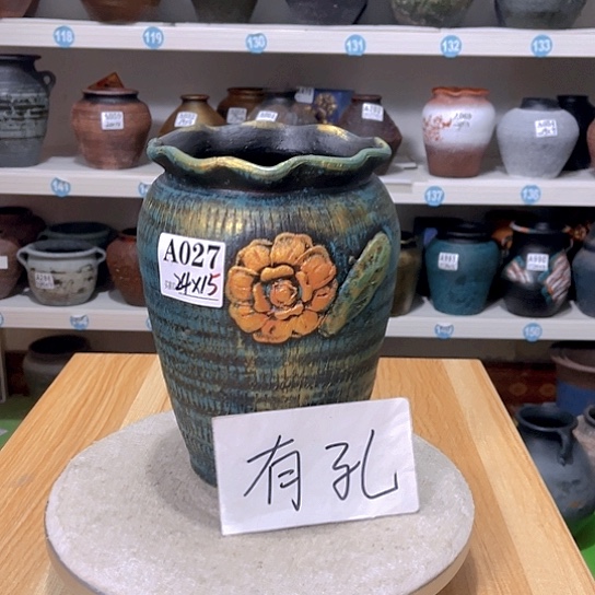 红陶手工制作工艺花盆