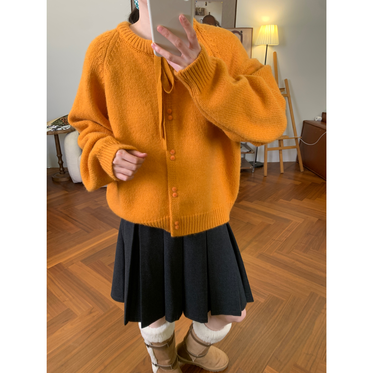 韩系显白软糯百搭针织开衫女2025秋冬新款宽松显瘦叠穿保暖毛衣潮