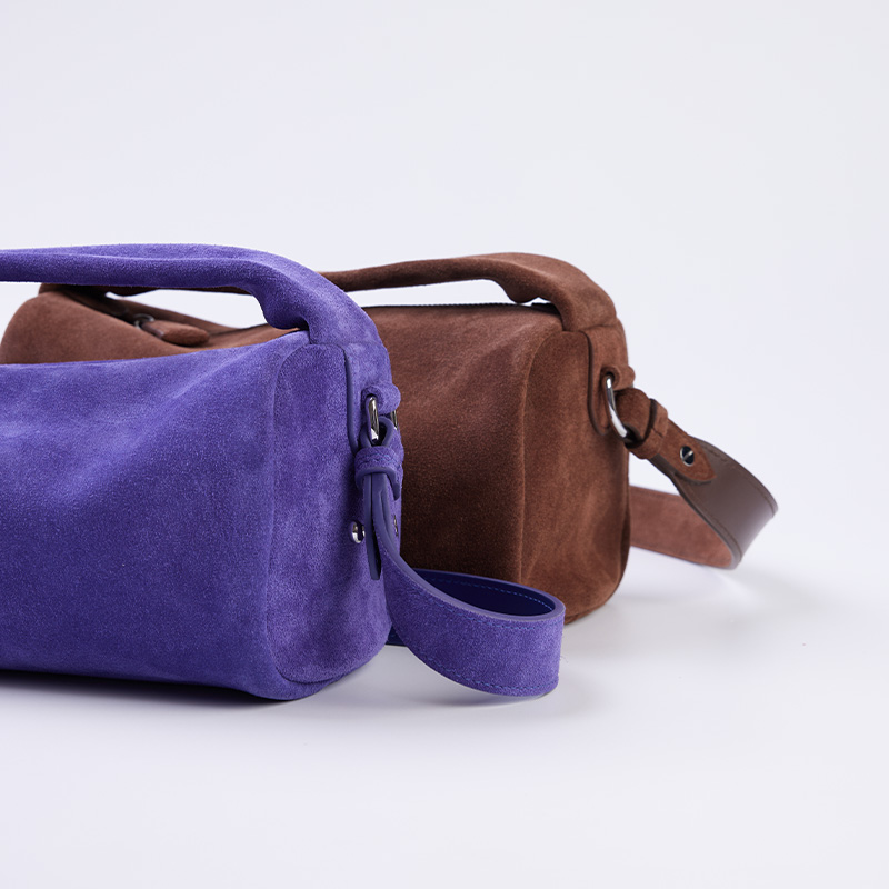 首饰袋 TRACY CHU生日百搭两色反毛头层牛皮内里小羊皮多用途筒包